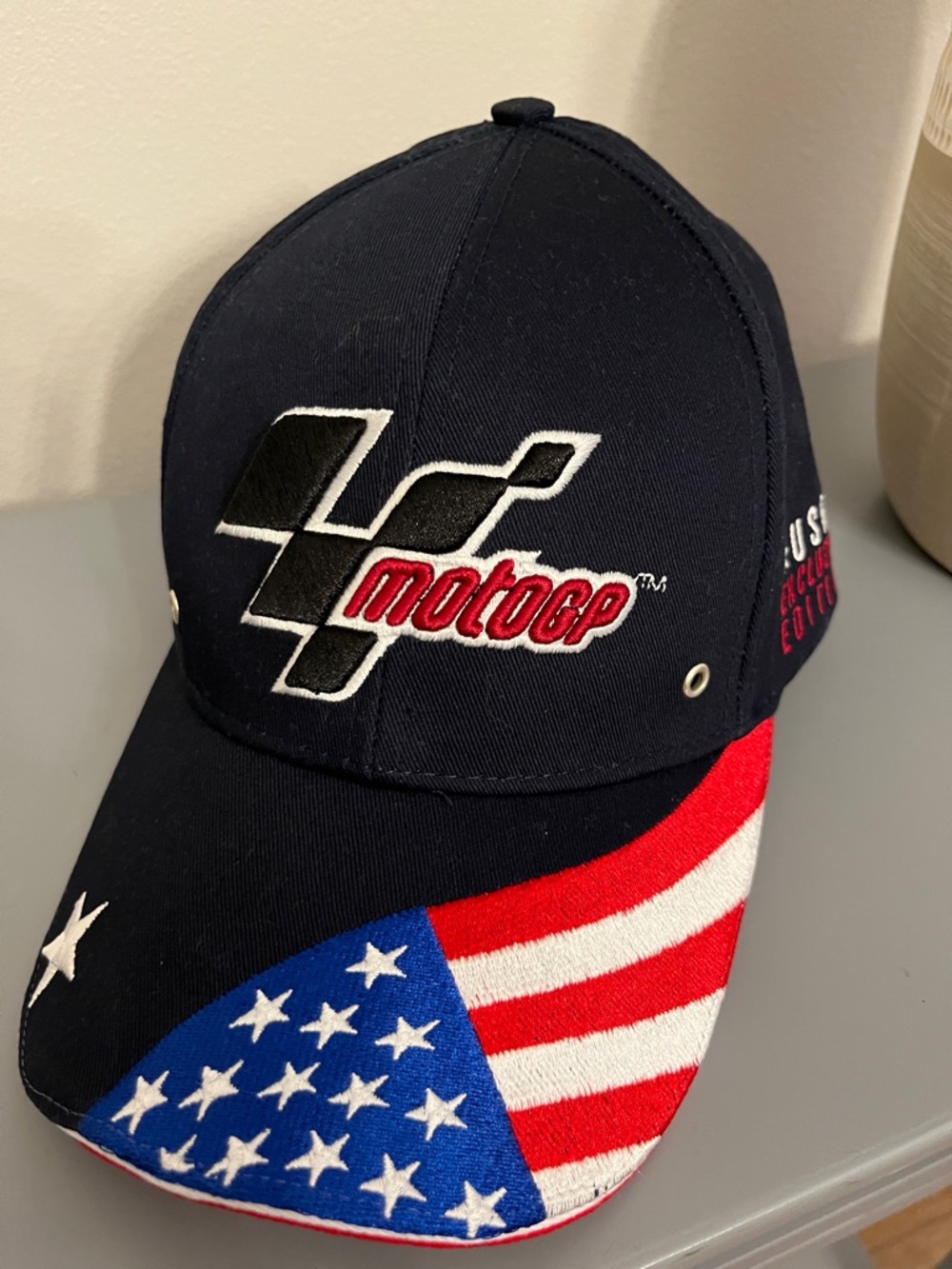 MotoGP Men's Navy Cap with American Flag Visor